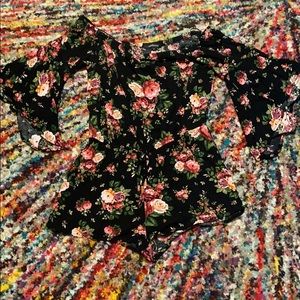 Off the shoulder, bell-sleeves, floral romper